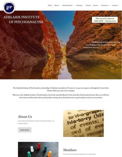 Adelaide Institute of Psychoanalysis website preview