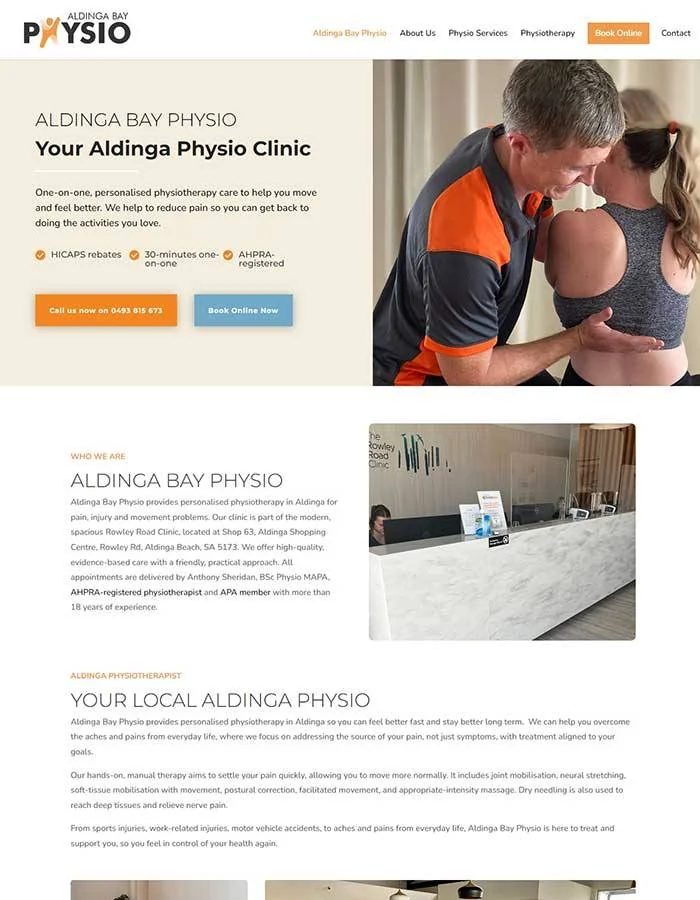 Aldinga Bay Physio website preview