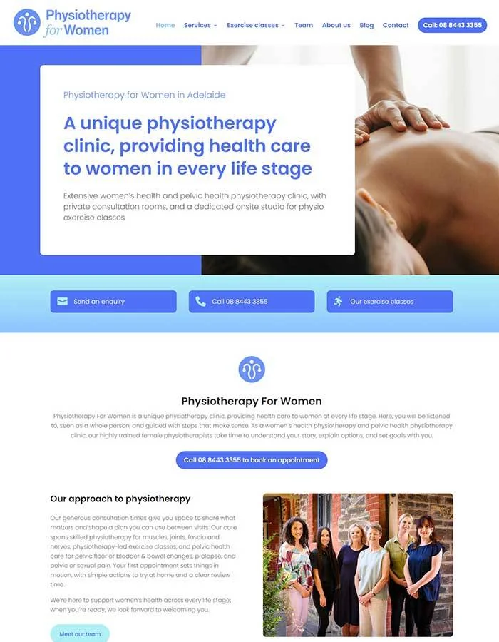 Physiotherapy for Women website preview