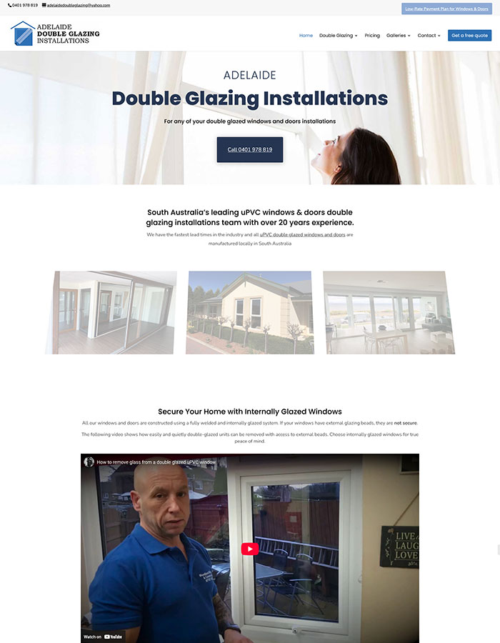 Adelaide Double Glazing Installations website design
