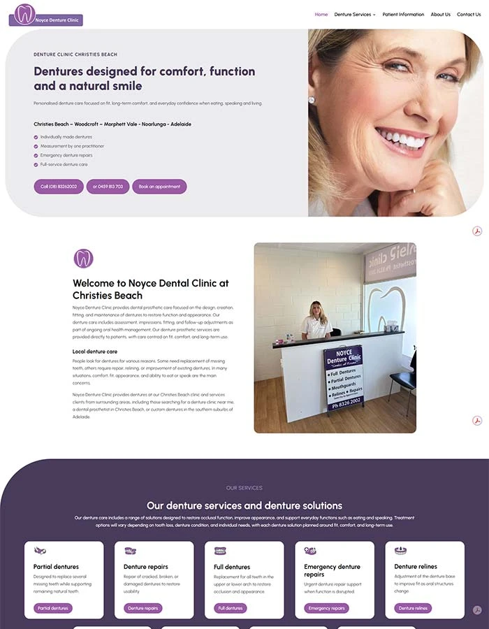 Noyce Denture Clinic website design