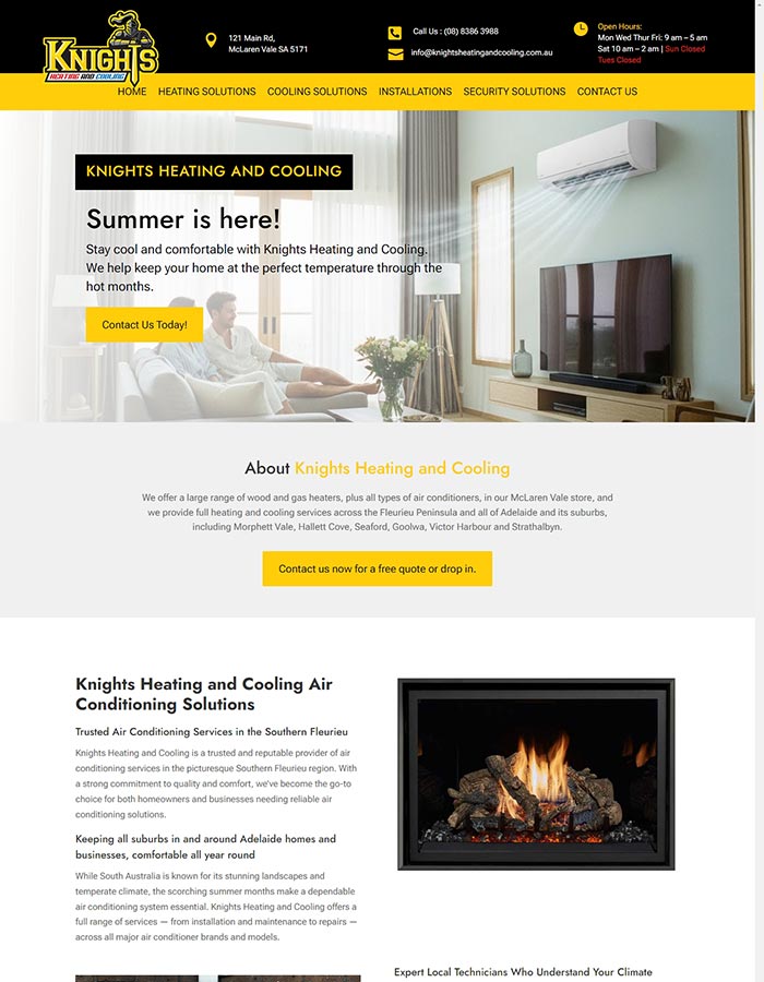 Knights Heating & Cooling website design