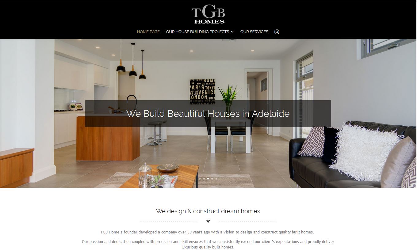 Website for TGB Homes - builder in Adelaide