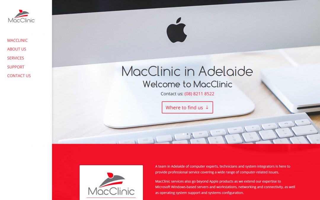 Website for MacClinic in Adelaide