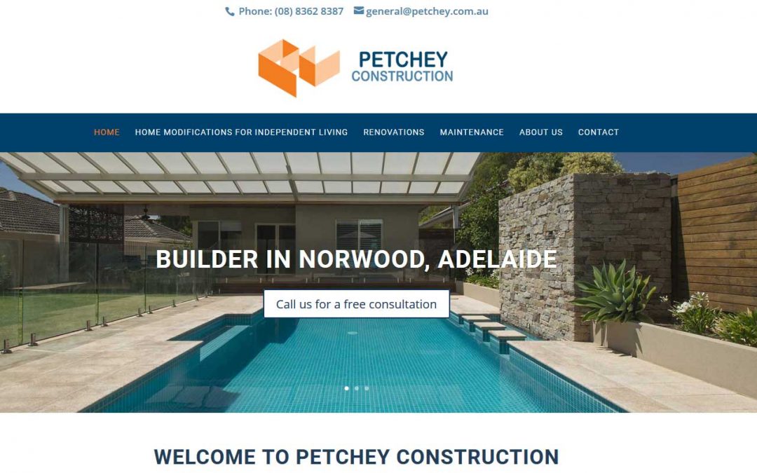 Website for Petchey building company in Adelaide