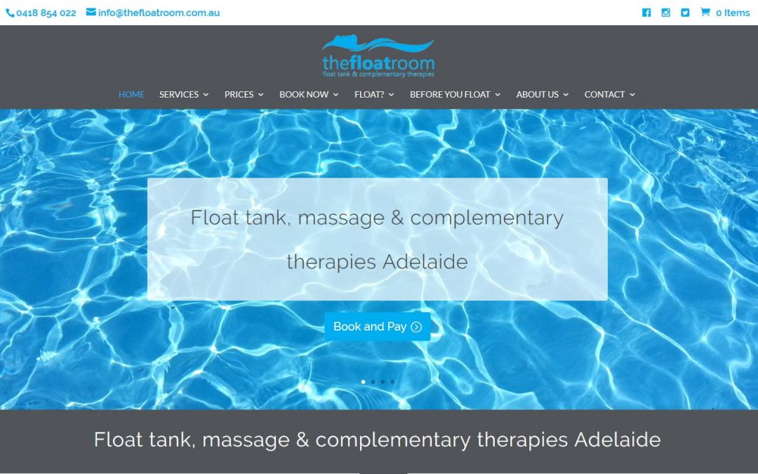 Website for the Float Room in Adelaide