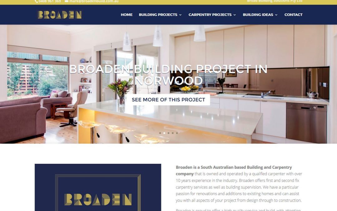 Website for Broaden, building company in Adelaide