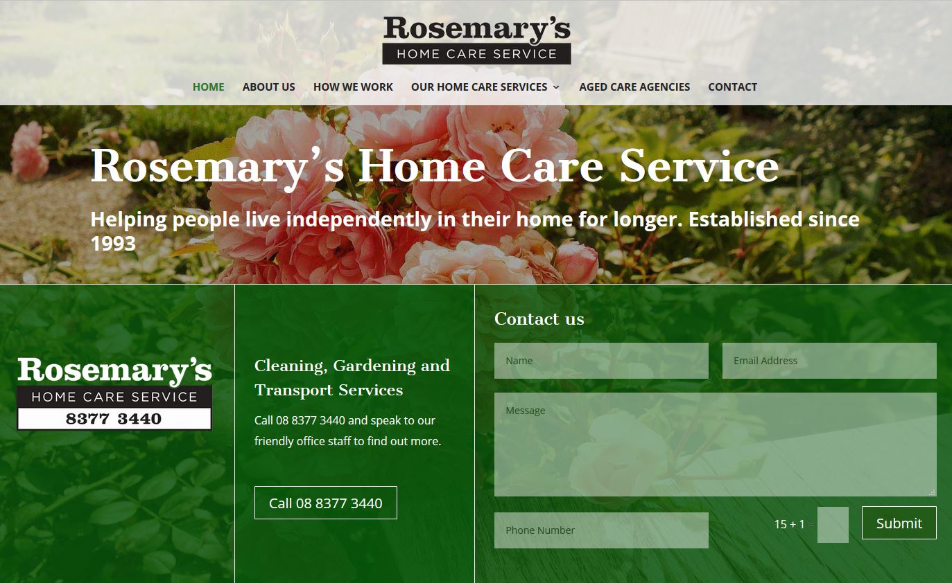 Website for Rosemary’s Home Care Services