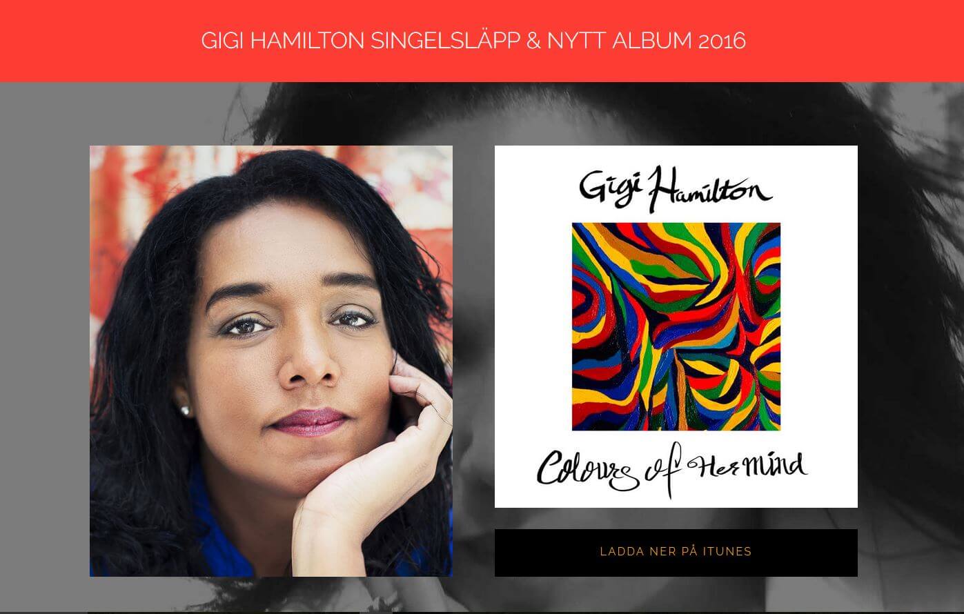 Website for Gigi Hamilton Singer in Sweden