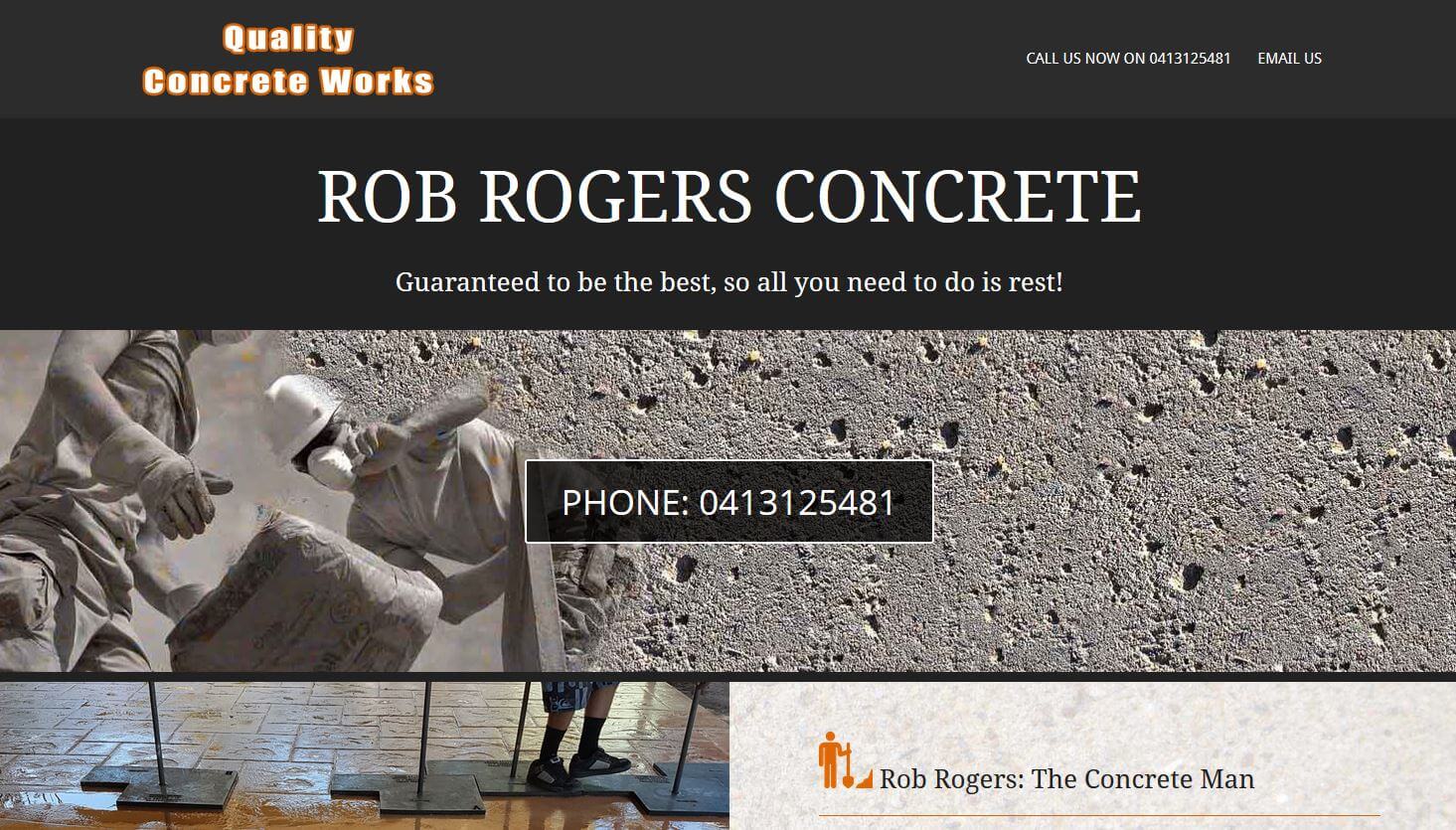 website for rob rogers concrete in adelaide