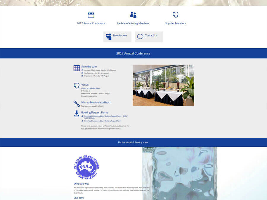 Website for Packaged Ice Association of Australasia