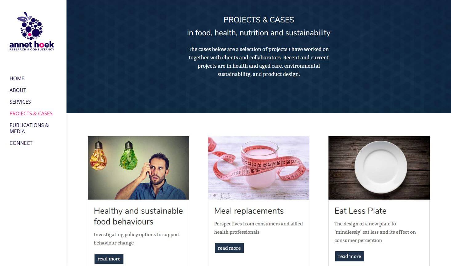 website design food research