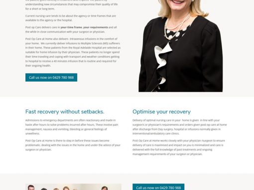 Website design for Post Operation Care at Home