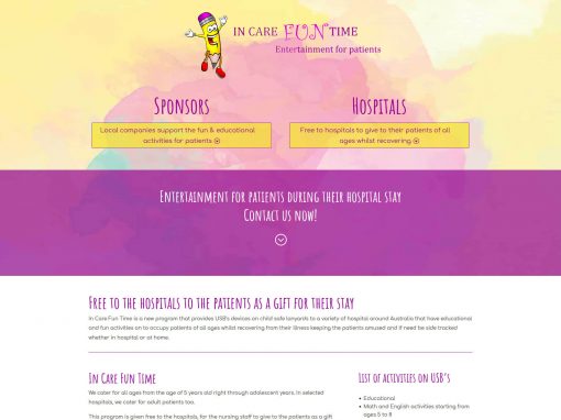 Website design for In Care Fun Time