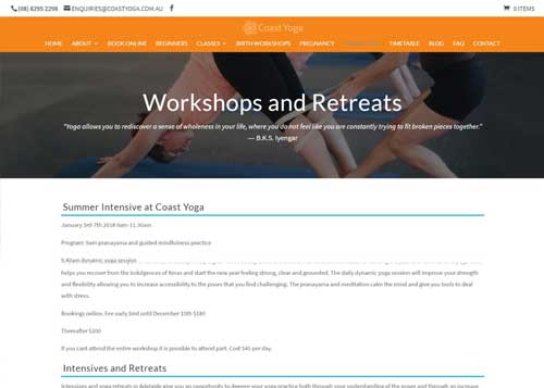 Coast Yoga Website Design