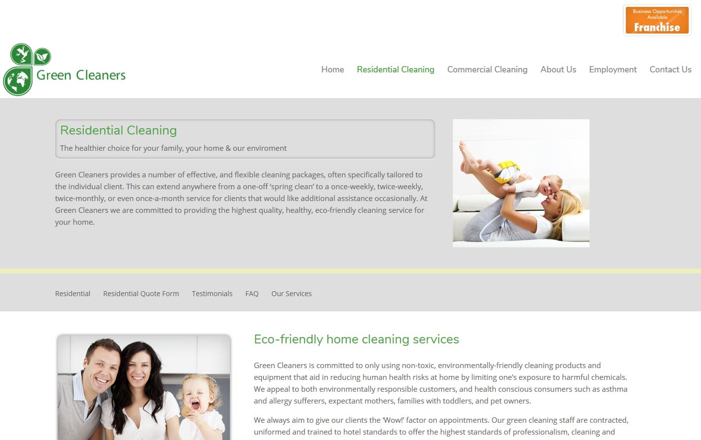 Website build for Green Cleaners