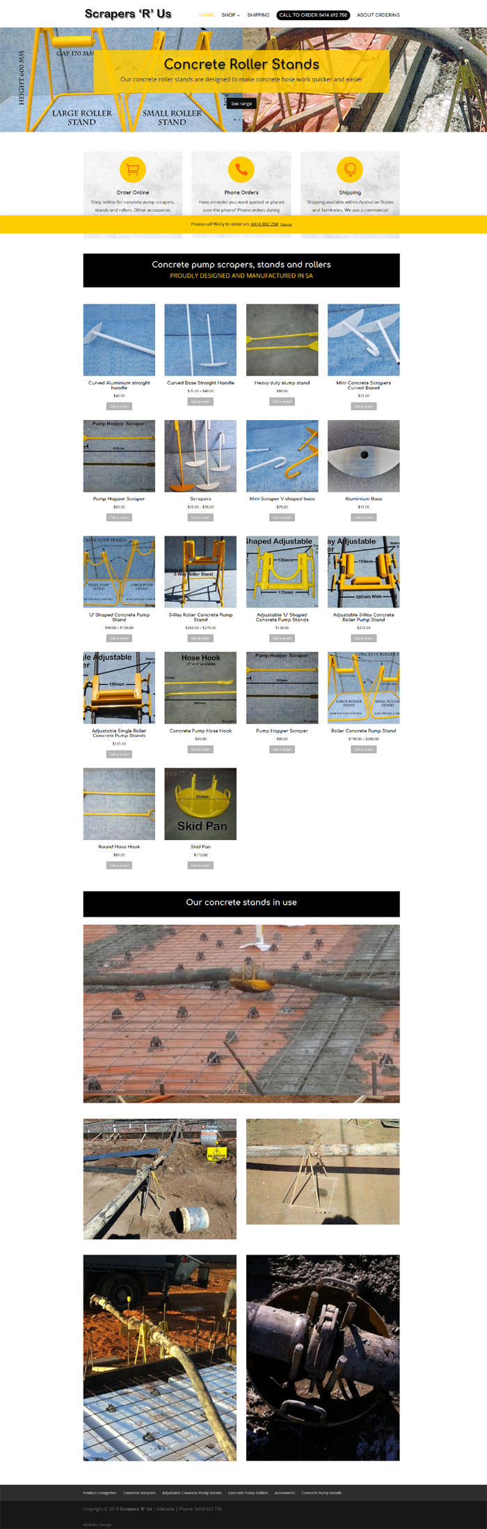 scrapersrus Concrete pump scrapers, stands and rollers