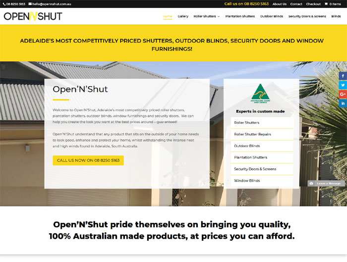 Website design for OpenNShut