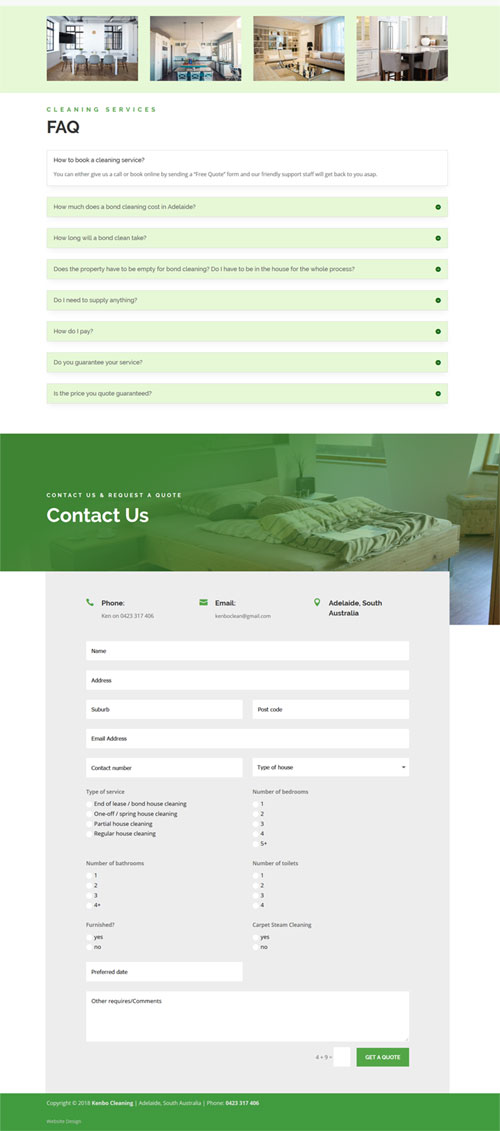 website design for kenbo cleaning services adelaide