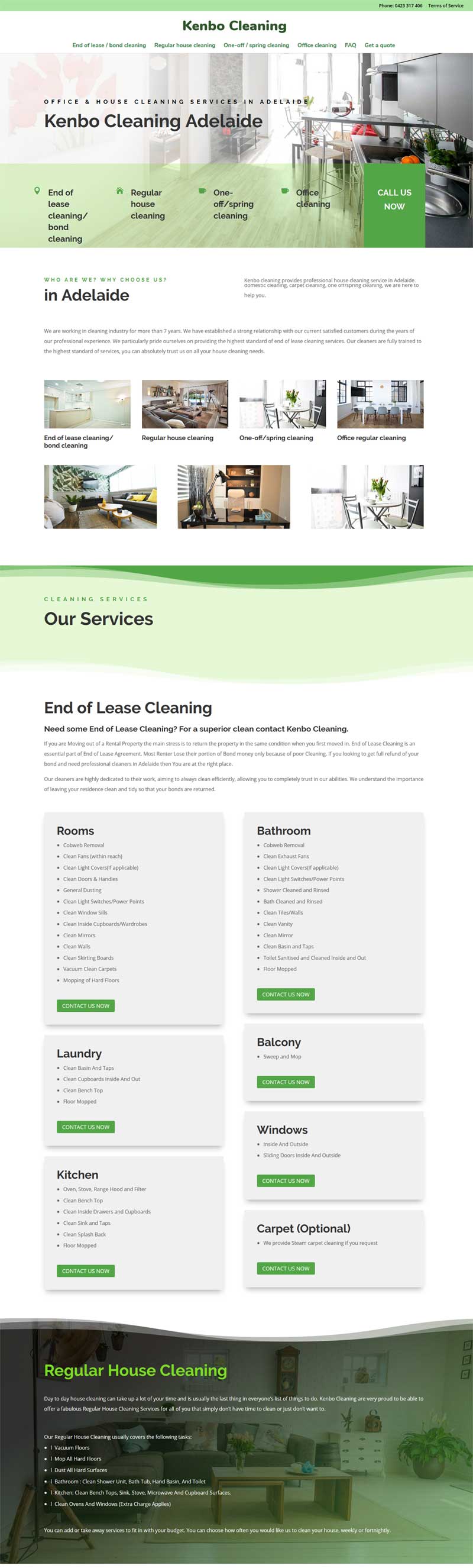 website design for kenbo cleaning services adelaide