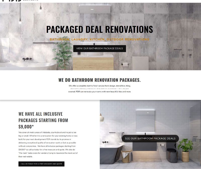 Website design for package deal bathrooms