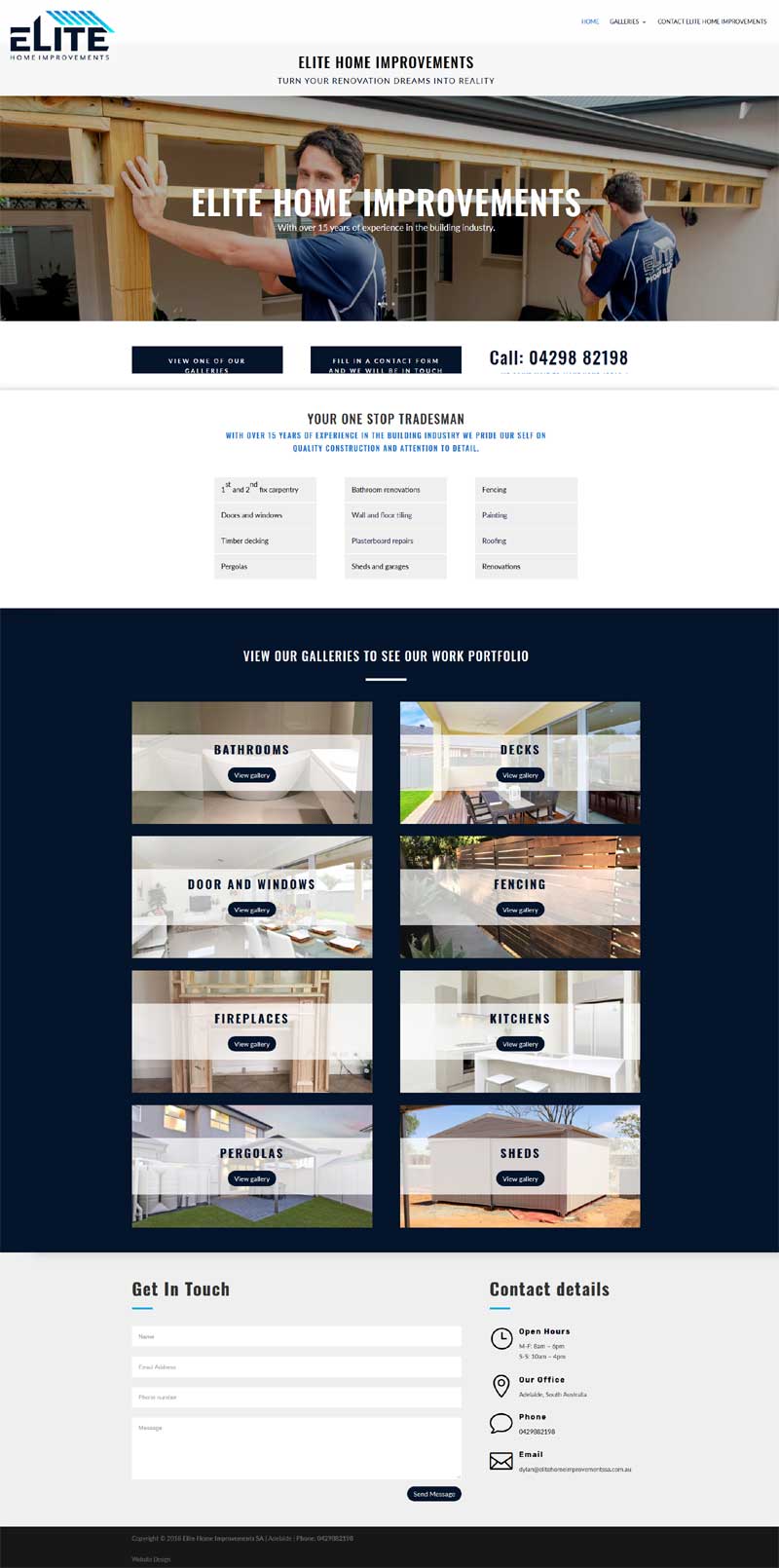 business website wordpress elite home improvements builder adelaide