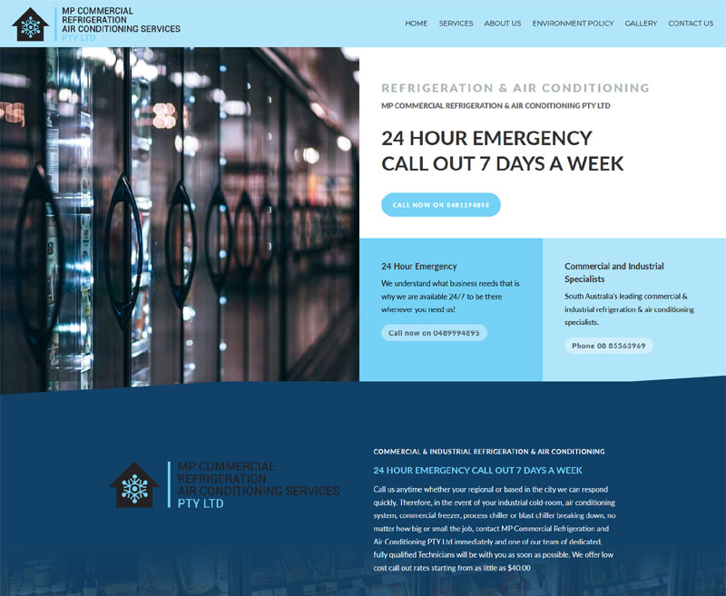 Business website for MP COMMERCIAL REFRIGERATION & AIR CONDITIONING PTY LTD