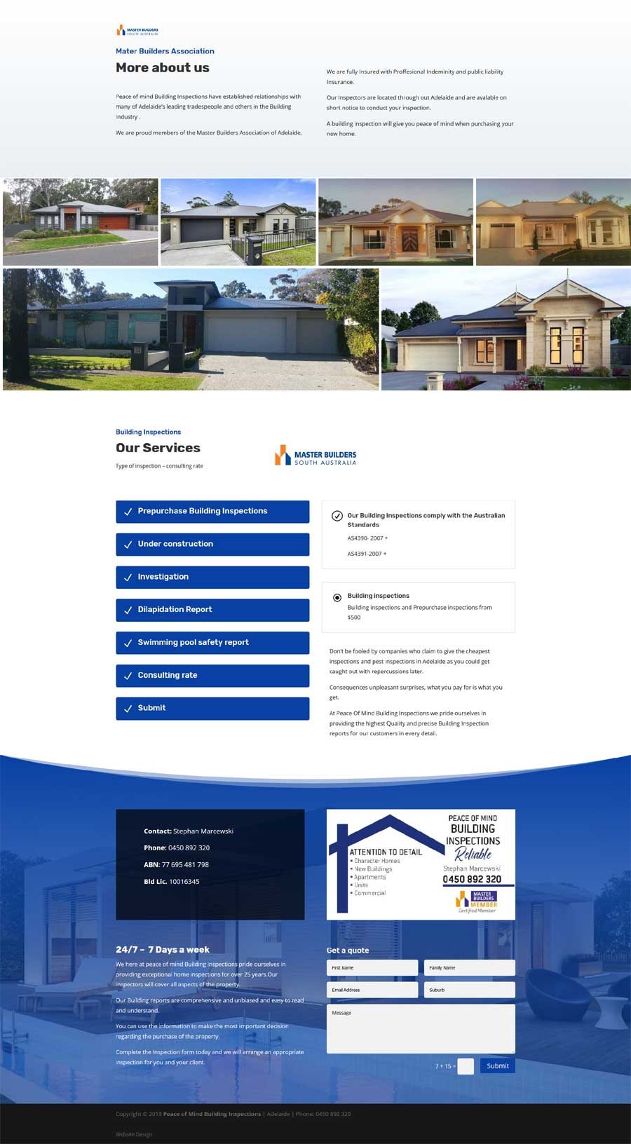 building inspections adelaide website design