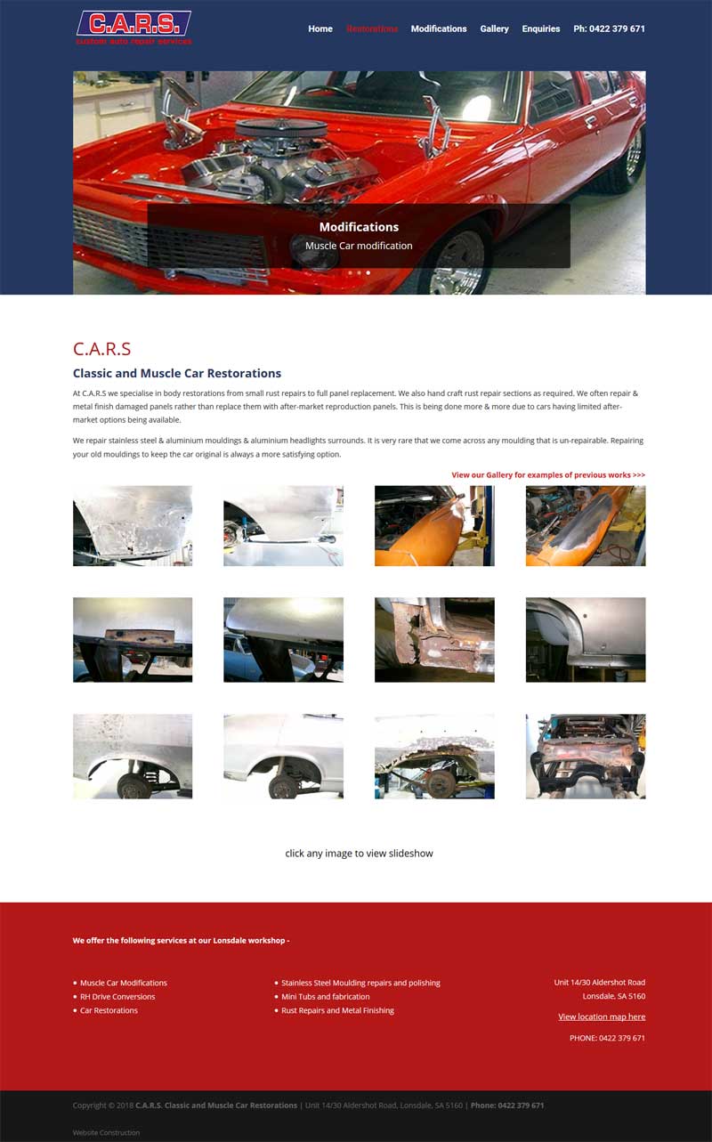 website design for cars lonsdale adelaide