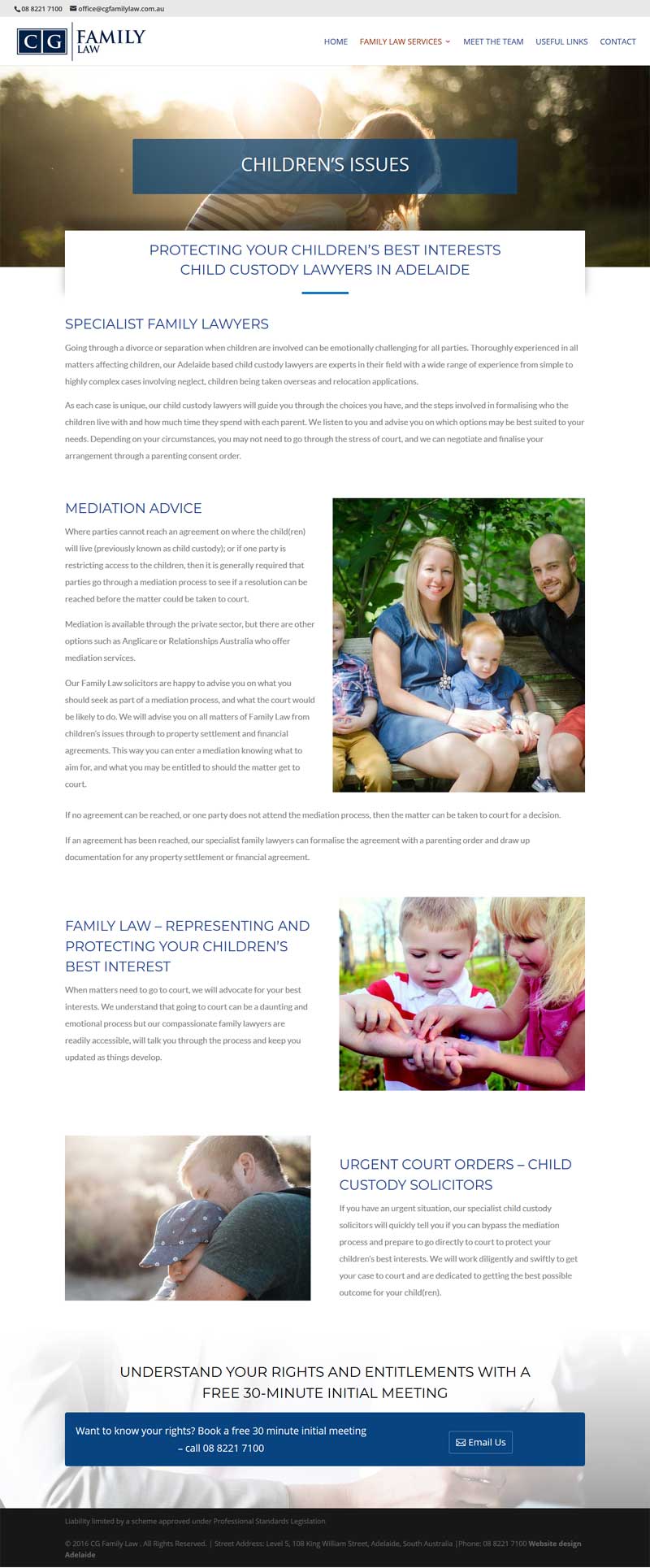 website design for cgfamily law adelaide