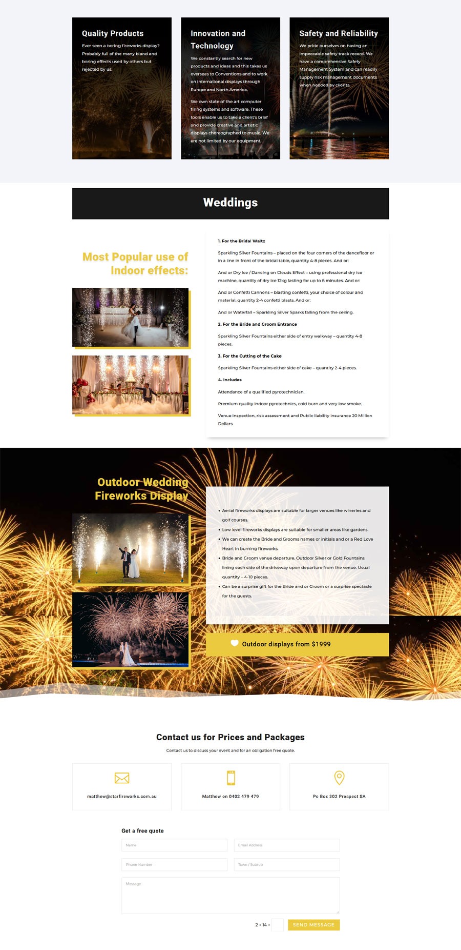website design for fireworks professionals in south australia