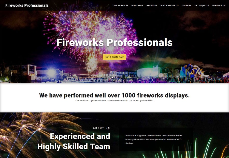 Website design for Fireworks Professionals in SA