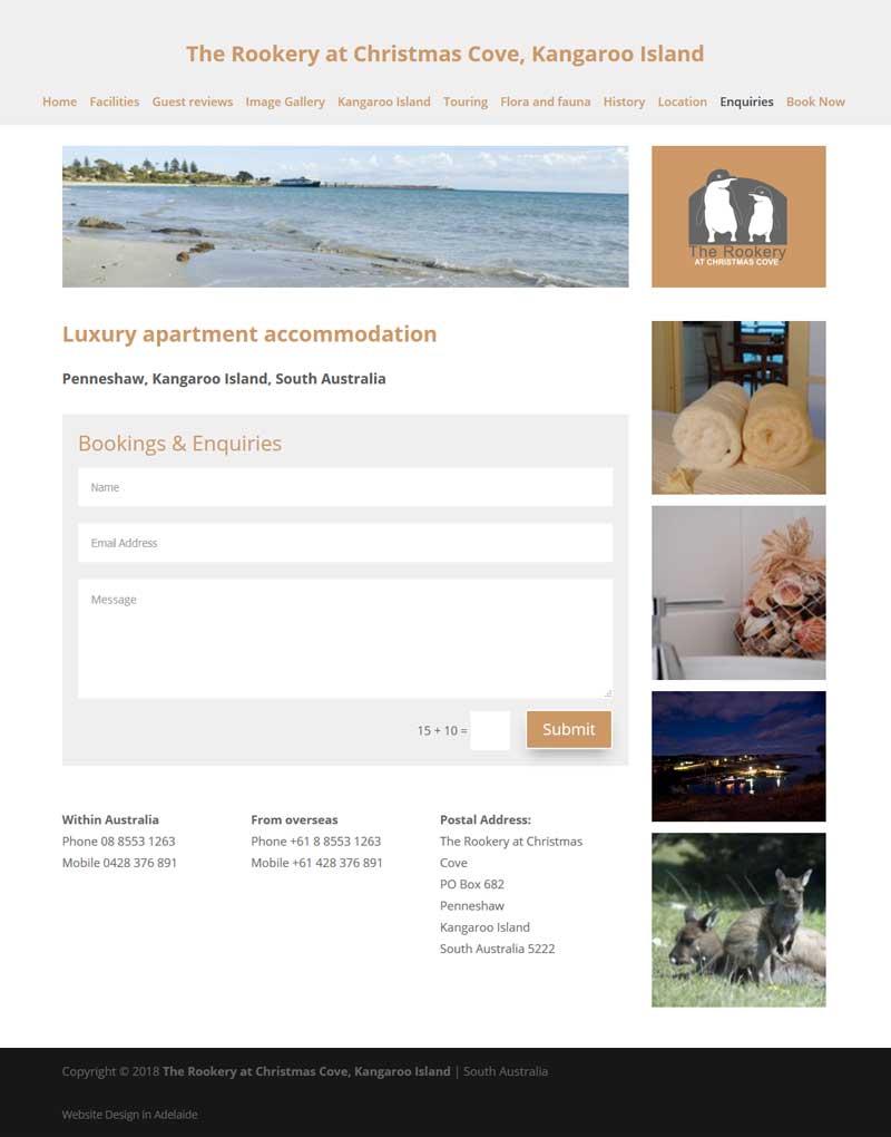 holiday rental kangaroo island website booking