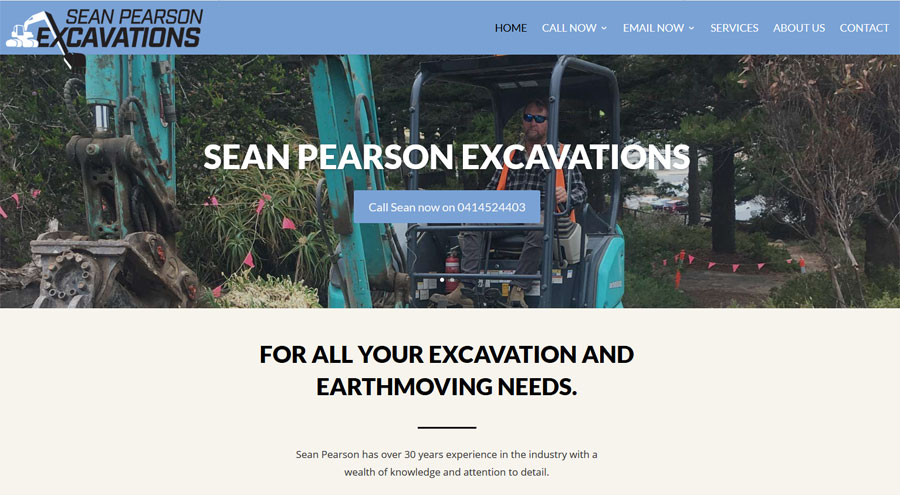 Website for Sean Pearson Excavation Victor Harbor