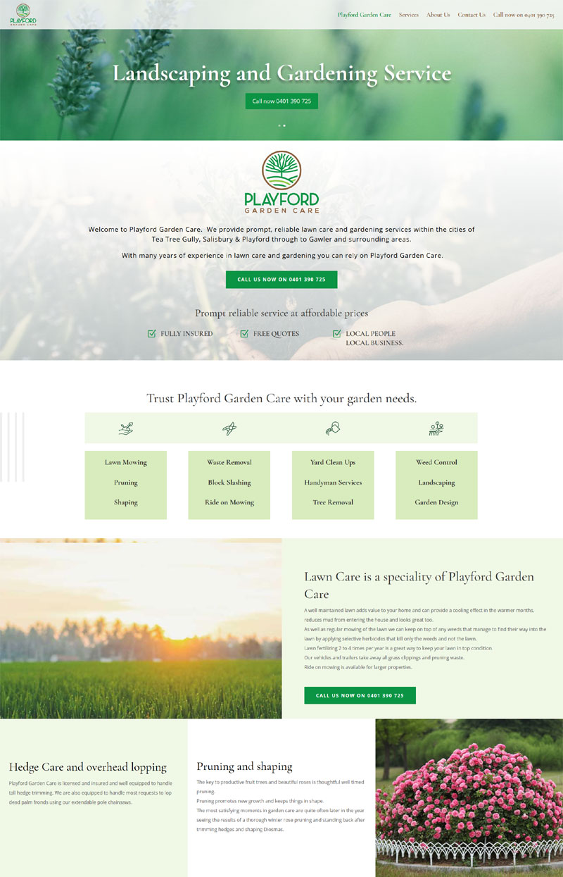 playford garden care website design adelaide