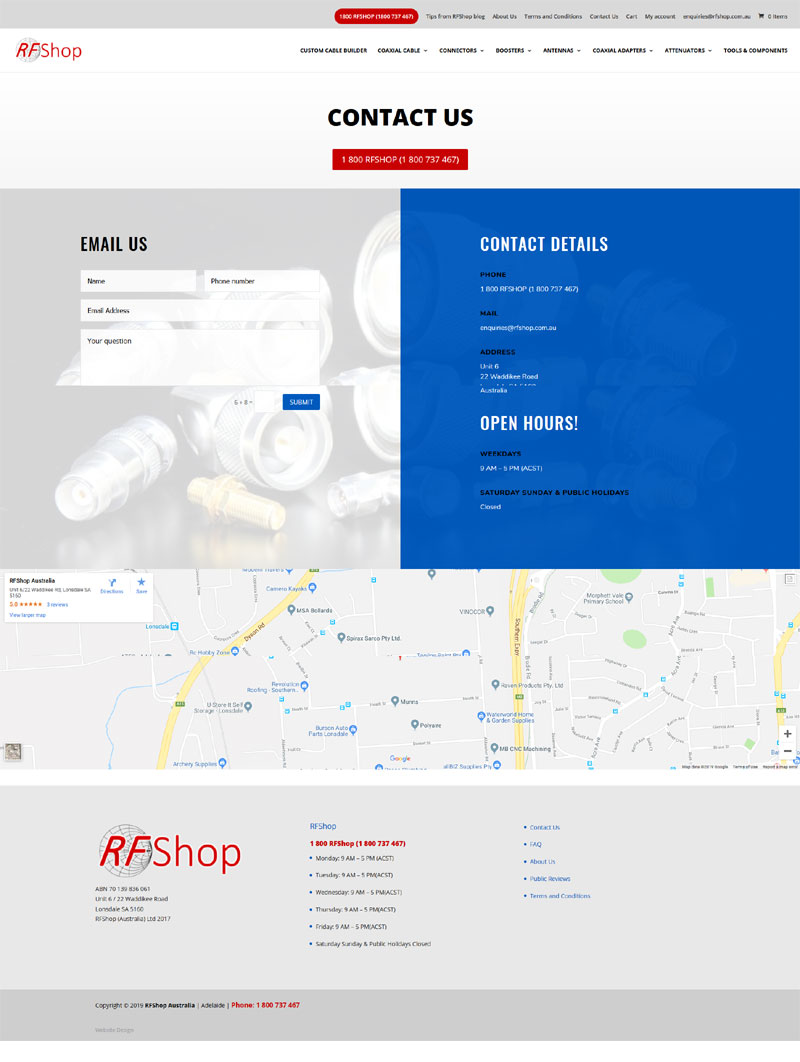 website design online shop ecoommerce website for RFShop in Adelaide