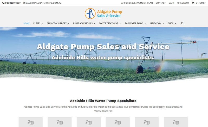 Website design for Aldgate Pump Sales & Service