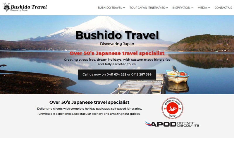 Redesign of website for Bushido Travel