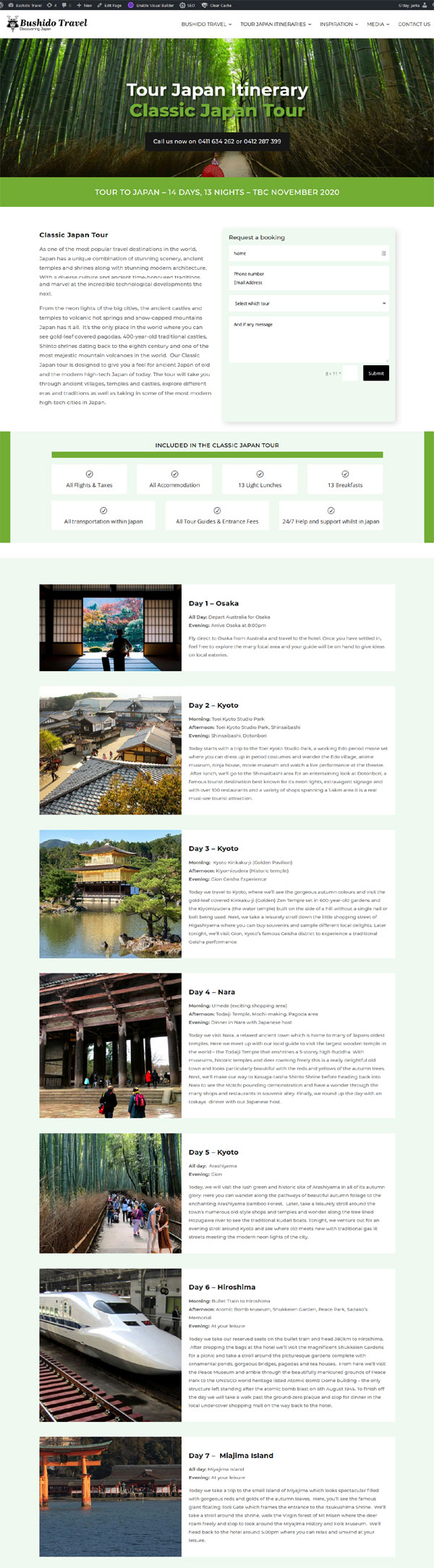 redesign website bushido travel