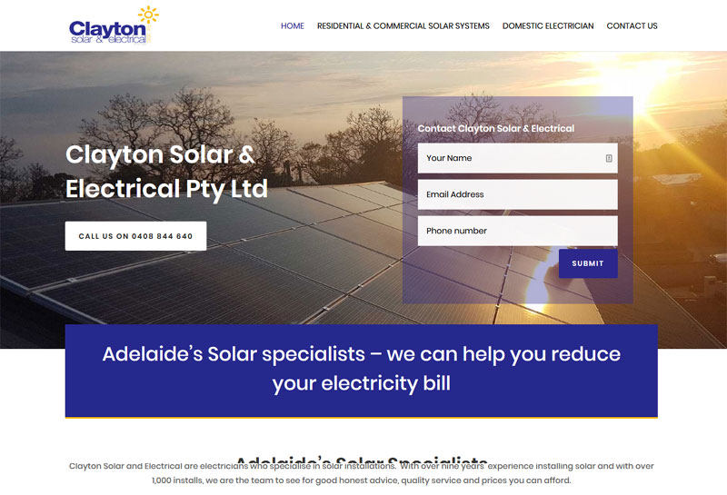 Website design for Clayton Solar & Electrical