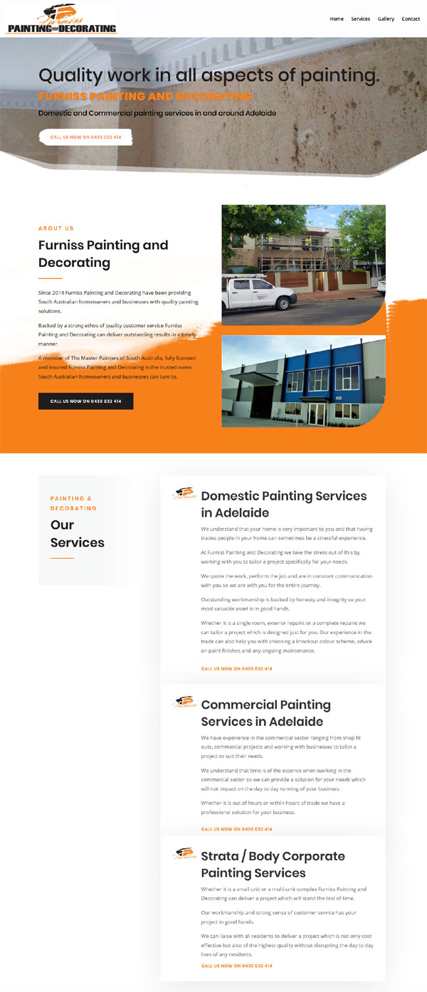 website design painting business adelaide