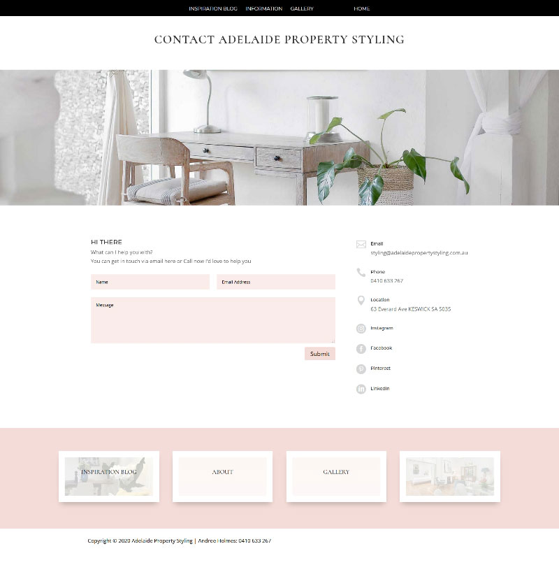 website design for Adelaide Property Styling 