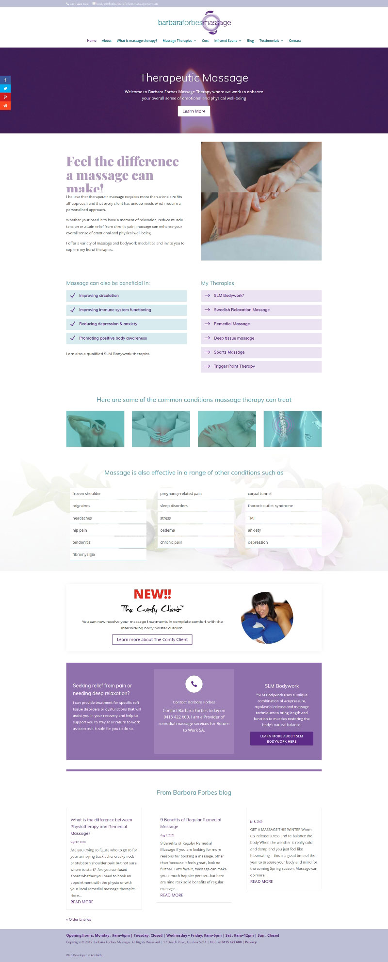 Barbara Forbes Massage Therapy website design