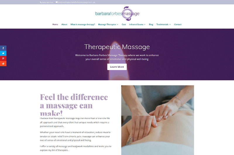 Website designer for Massage Therapy