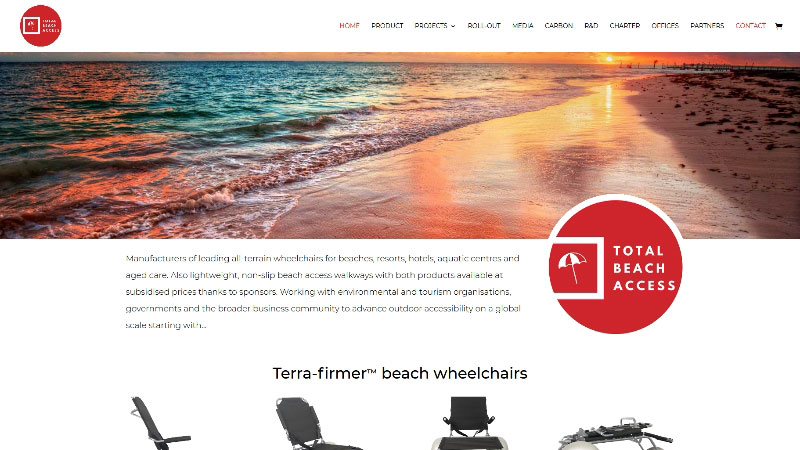 Ecommerce website for Terra-firmer™ beach wheelchairs