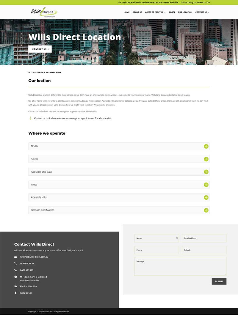 website design for home visit wills business in adelaide