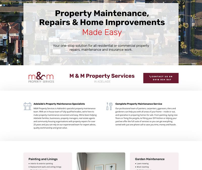 Website design for property maintenance service business in Adelaide