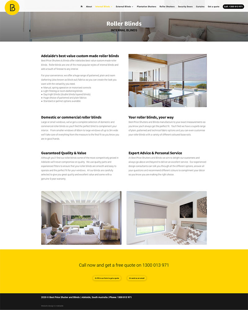 website design adelaide shutters blinds website example