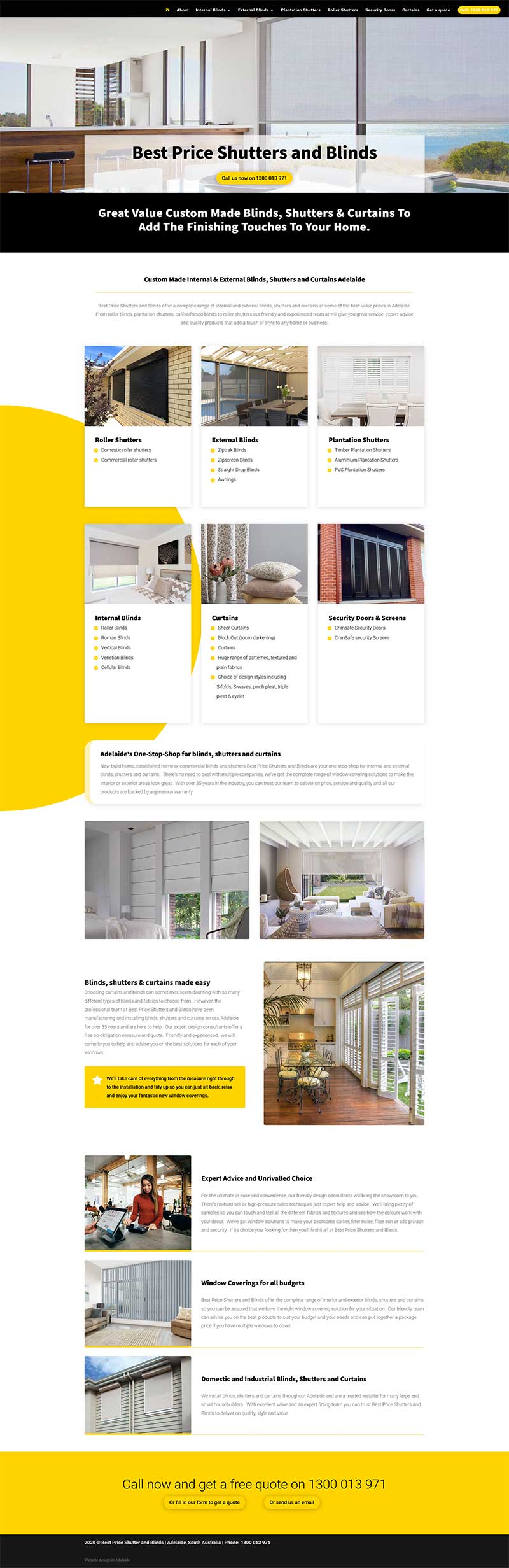 website design adelaide shutters blinds website example