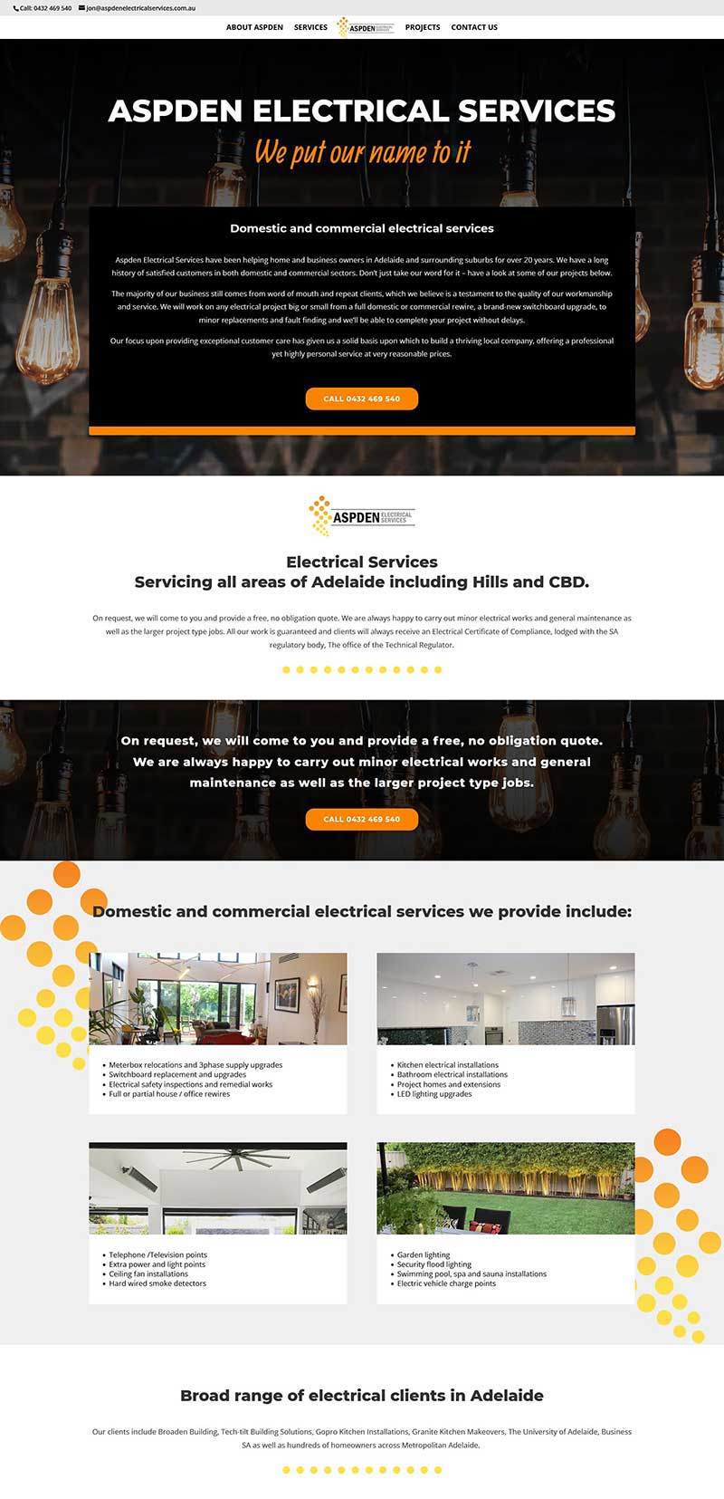 Website design for electrician in Adelaide